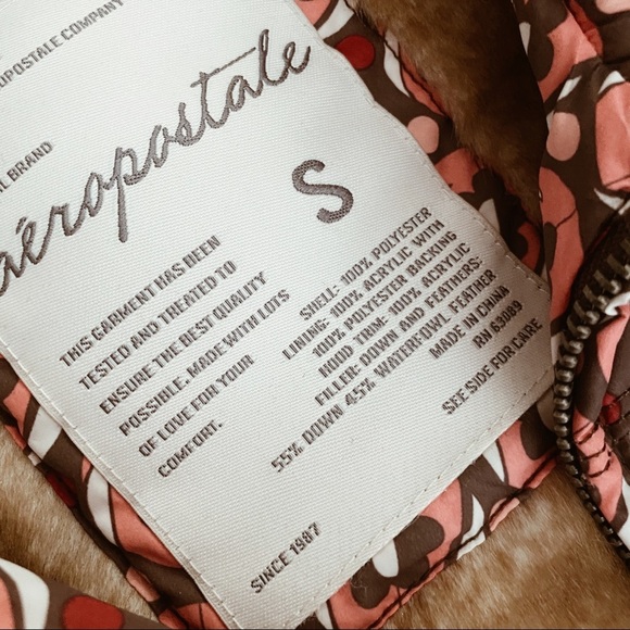 Aeropostale Down Feather Hooded Puffer Vest Faux Fur Burgundy Y2K Boho Snow S - Picture 6 of 6